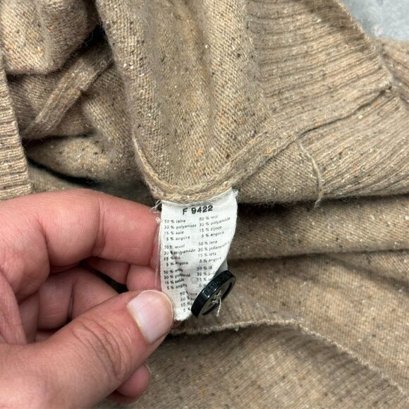 Lacoste Wool Mohair Angora Silk Cardigan Knit Sweater Beige Medium - Picture 8 of 8